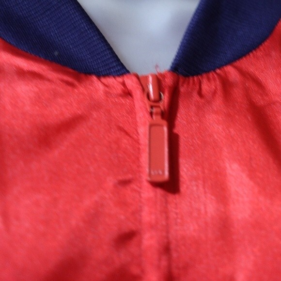 Lizsport Vintage Red & Blue Sateen Bomber Jacket Nylon Medium Sporty 80s/90s - Picture 8 of 15